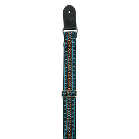 XTR Vintage Teal/Ochre Diamond Pattern Guitar Strap